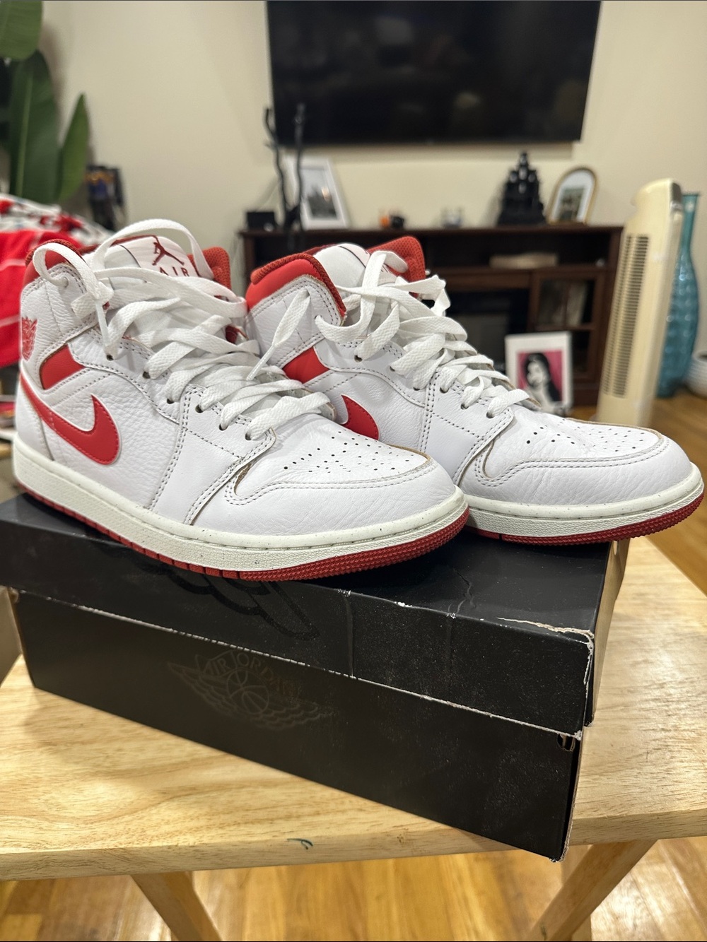 Nike Kids White and Red High-Top Sneakers
